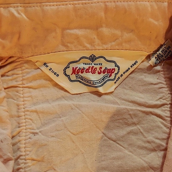 Vintage 1970s Noodle Soup Shirt Blouse Button Down Yellow Fitted Sz S - Hey Viv - Picture 8 of 9